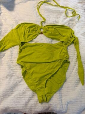 Lime Green One-Piece Swimsuit with Ring Detail